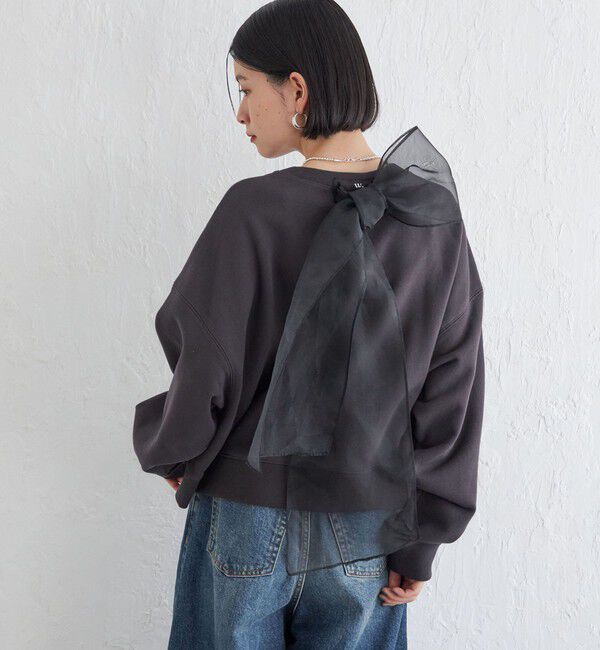 SHIPS for women「Wai＋:〈手洗い可能〉裏毛 オーガンジー スウェット」|スウェット・ジャージ|