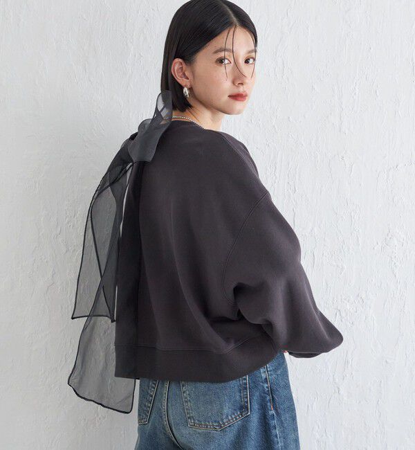 SHIPS for women「Wai＋:〈手洗い可能〉裏毛 オーガンジー スウェット」|スウェット・ジャージ|