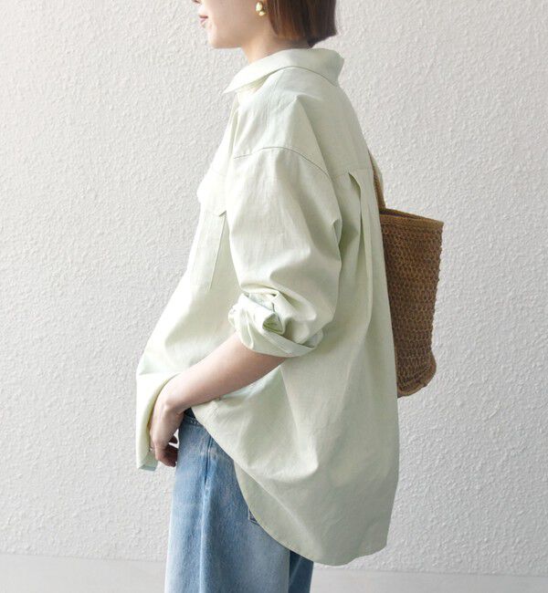 SHIPS any「SHIPS any:〈洗濯機可能〉リネン ミックス ワーク ポケット シャツ」|シャツ・ブラウス|