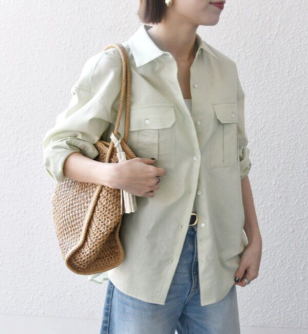 SHIPS any「SHIPS any:〈洗濯機可能〉リネン ミックス ワーク ポケット シャツ」|シャツ・ブラウス|