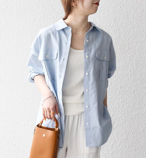 SHIPS any「SHIPS any:〈洗濯機可能〉リネン ミックス ワーク ポケット シャツ」|シャツ・ブラウス|