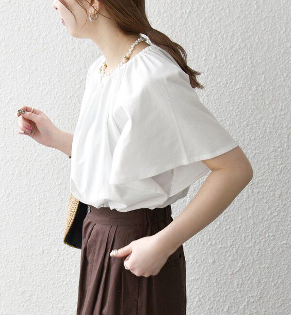 SHIPS any「SHIPS any:〈UVカット/接触冷感/吸水速乾/洗濯機可能〉USAコットン フレア TEE」|Tシャツ・カットソー|