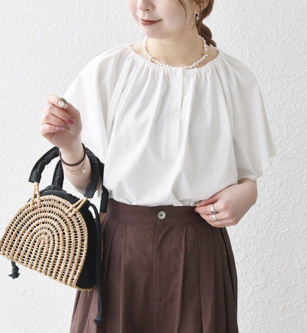 SHIPS any「SHIPS any:〈UVカット/接触冷感/吸水速乾/洗濯機可能〉USAコットン フレア TEE」|Tシャツ・カットソー|