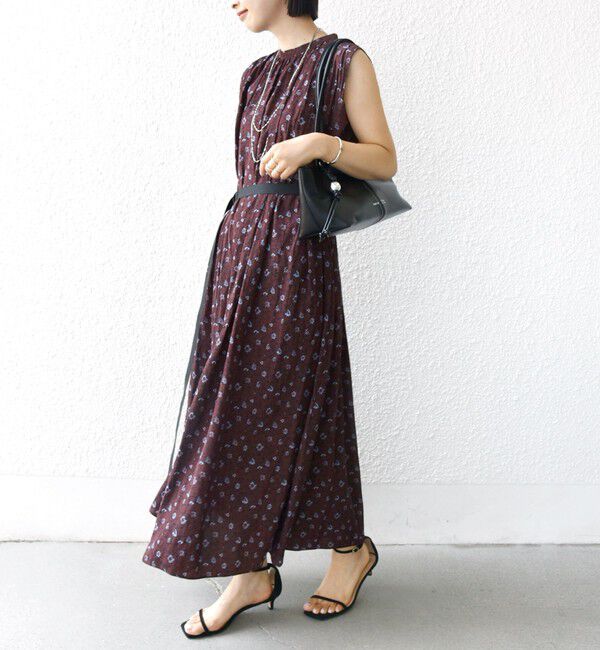 SHIPS for women「〈手洗い可能〉割繊 フラワー プリント ノースリーブ ワンピース」|ワンピース|