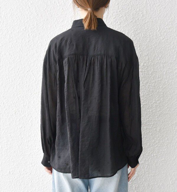 SHIPS any「SHIPS any:〈手洗い可能〉シアー ドット レギュラーカラー ギャザー シャツ」|シャツ・ブラウス|