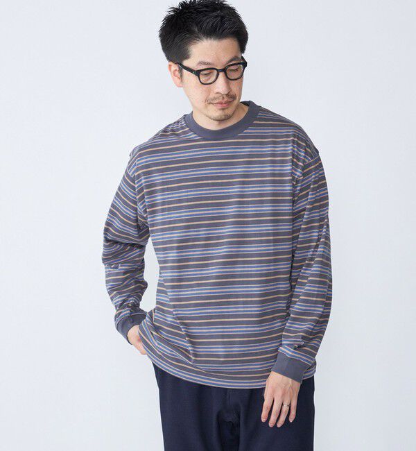 SHIPS「【SHIPS別注】AIRTOWNE: マルチ ボーダー ロングスリーブ Tシャツ」|Tシャツ・カットソー|