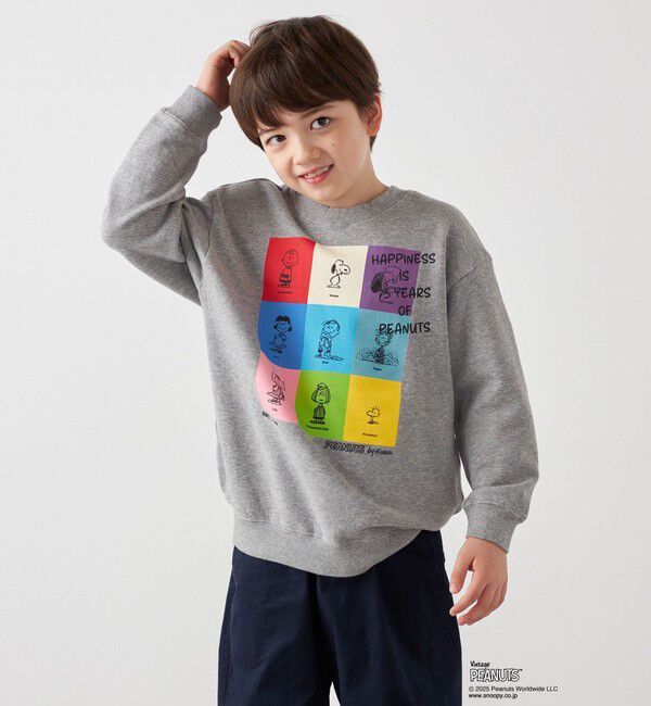 SHIPS any「SHIPS any: SNOOPY コラボ 75th ブロック グラフィック プリント スウェット <KIDS>」|スウェット・ジャージ|チャコールグレー