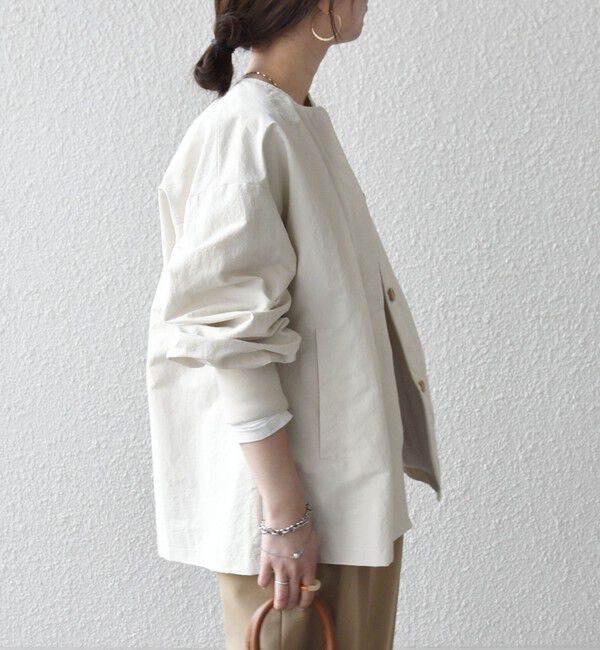 SHIPS any「SHIPS any:〈洗濯機可能〉ナイロン タスラン ノーカラー Aライン ブルゾン」|ブルゾン・スタジャン|