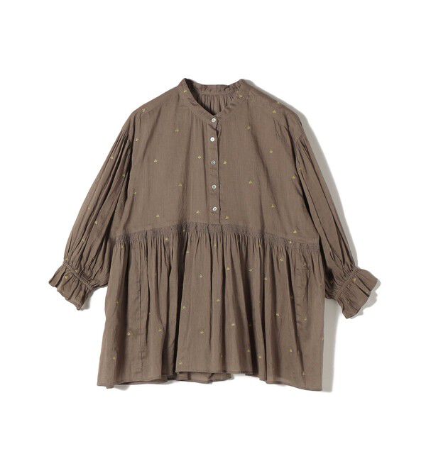 SHIPS for women「《予約》〈手洗い可能〉コットン オーガンジー リーフ 刺繍 袖 フリル ブラウス」|シャツ・ブラウス|