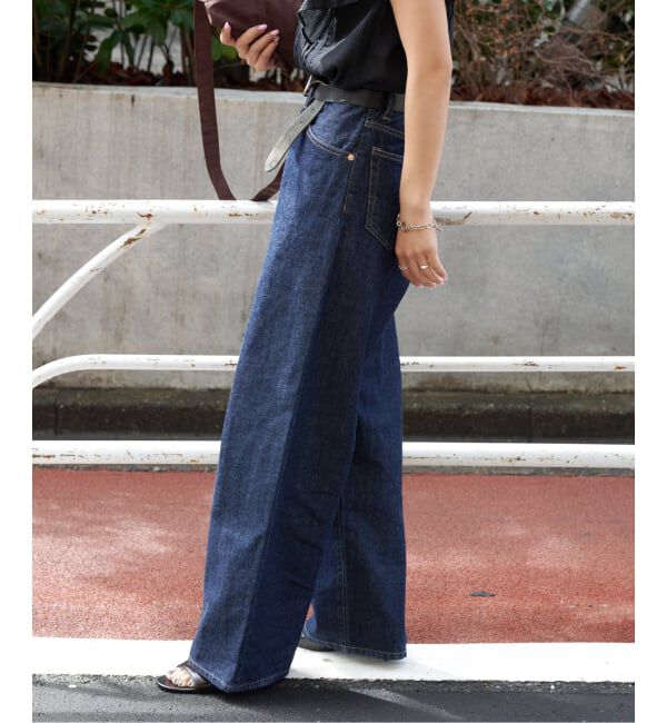 OUTDOOR PRODUCTS Usual Things「≪予約 追加≫ULTサマーデニムハイライズルーズ5PKT BLUE/NAVY」|デニム|