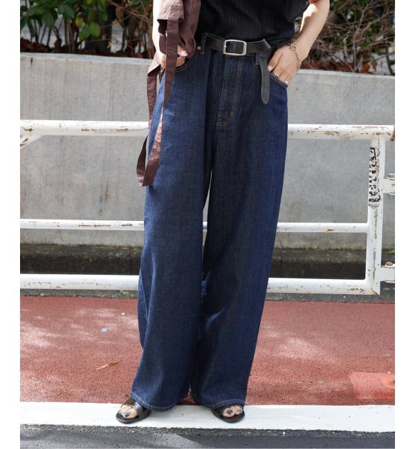 OUTDOOR PRODUCTS Usual Things「≪予約 追加≫ULTサマーデニムハイライズルーズ5PKT BLUE/NAVY」|デニム|