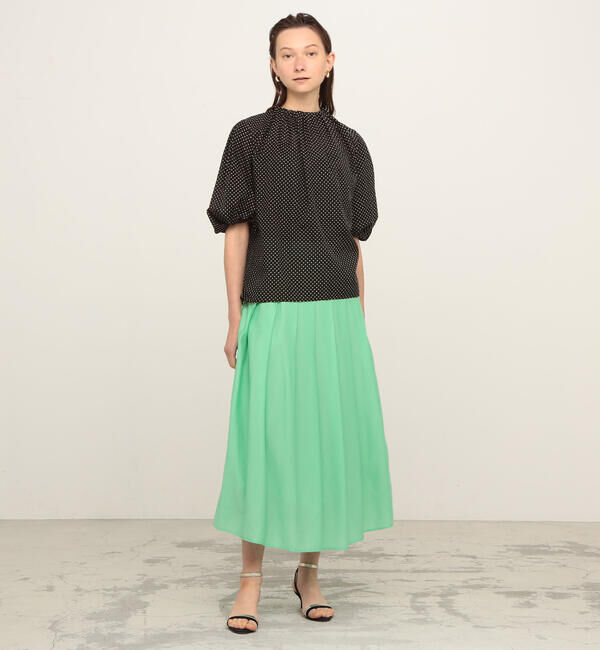 Ballsey「コットンドビーツイル タックプリーツロングスカート」|フレア|