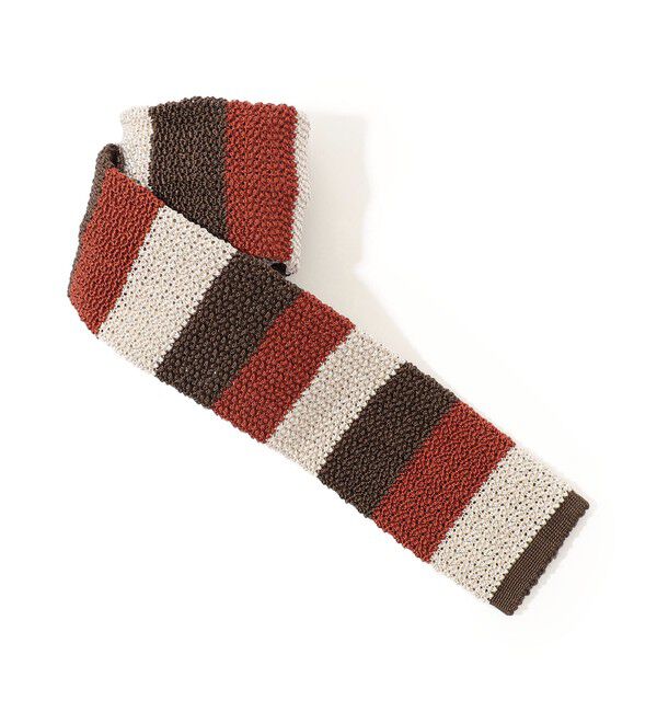 TOMORROWLAND GOODS「TOMORROWLAND シルク ボーダーニットタイ」|ネクタイ・蝶ネクタイ|46 ブラウン系