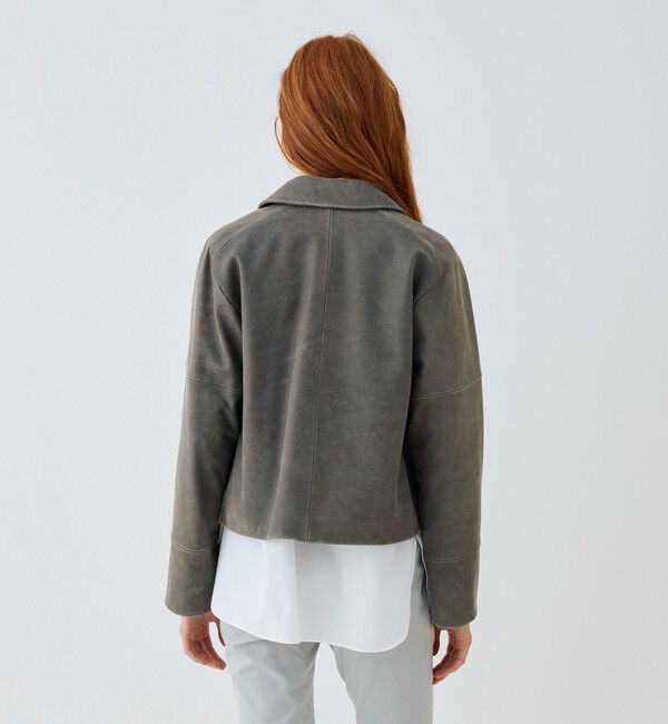 GALERIE VIE「ビンテージラムレザー サドルスリーブブルゾン」|ブルゾン・スタジャン|
