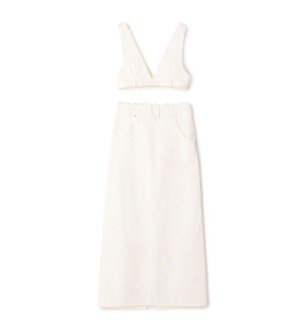 DES PRES「ペインティングホワイトデニム ブラレット付きマキシスカート」|タイト|11 ホワイト