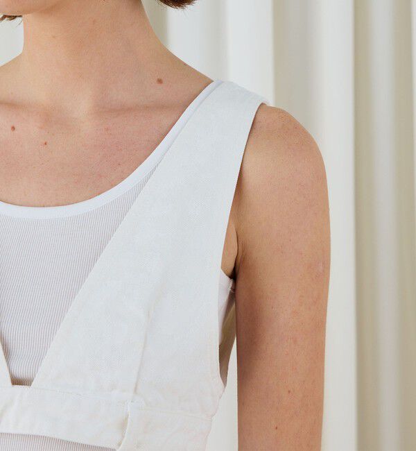 DES PRES「ペインティングホワイトデニム ブラレット付きマキシスカート」|タイト|