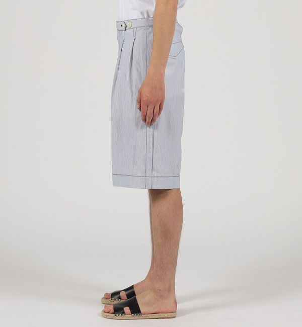 TOMORROWLAND MENS「コットンナイロンストライプ  2プリーツ ベルトレス ショートパンツ」|その他|