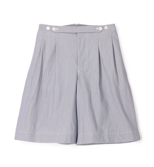 TOMORROWLAND MENS「コットンナイロンストライプ  2プリーツ ベルトレス ショートパンツ」|その他|62 ライトブルー系