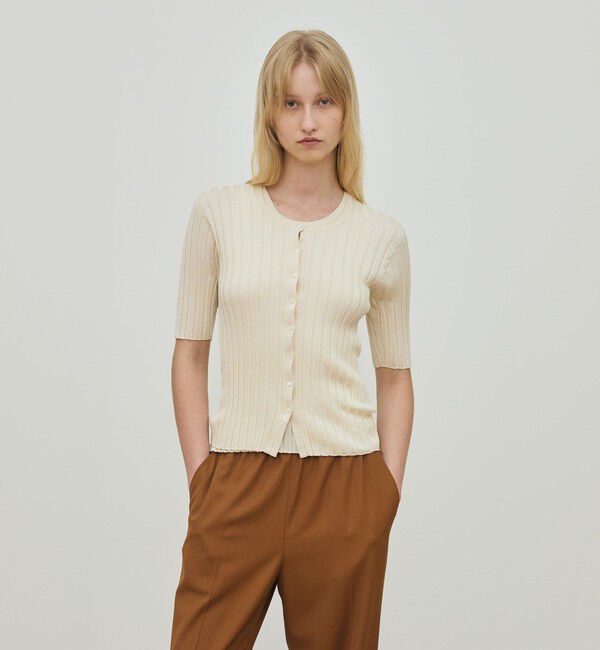 DES PRES「ドメスティックスパンシルク ハーフスリーブカーディガン」|カーディガン|