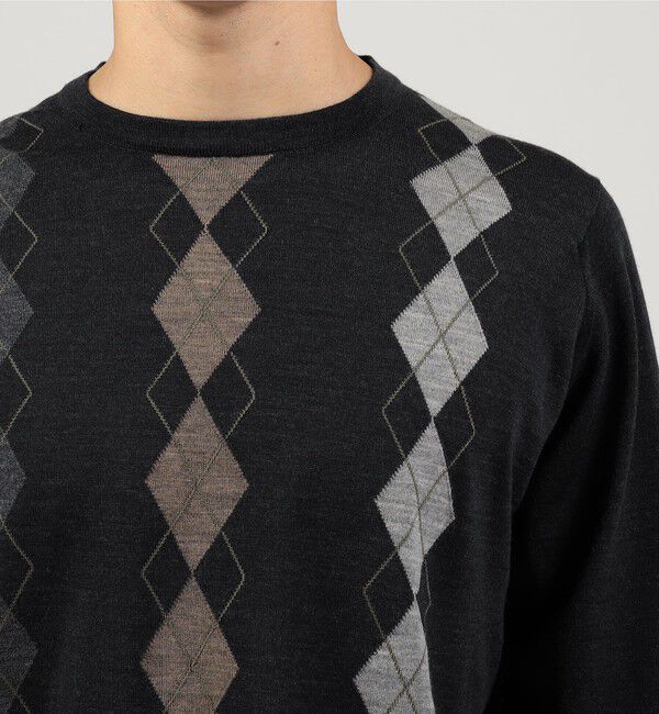 TOMORROWLAND MENS「【別注】JOHN SMEDLEY ウール アーガイルクルーネック プルオーバーニット」|ニット・セーター|