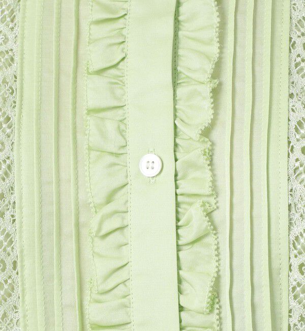 Ballsey「コットンシルクサテン タック＆レースブラウス」|シャツ・ブラウス|