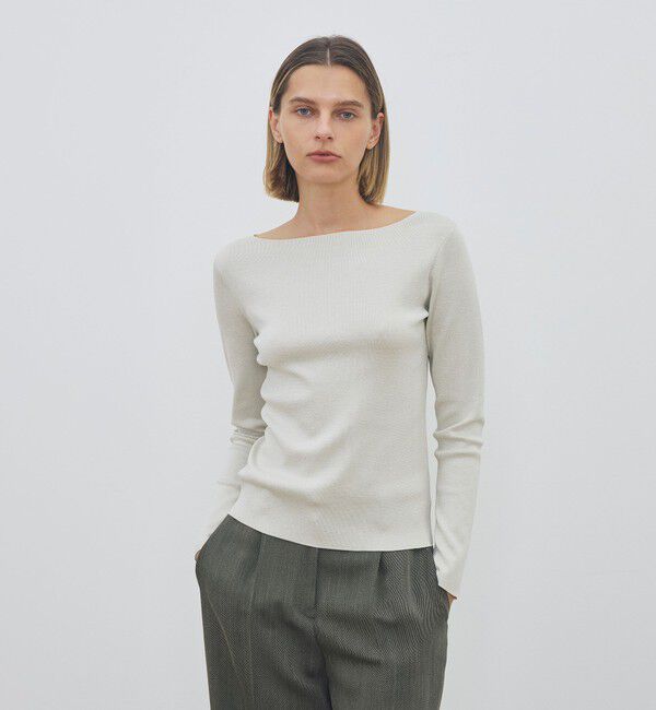 DES PRES「ハイツイストシルクストレッチ フロンタブルプルオーバー」|ニット・セーター|