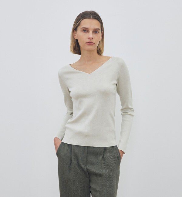 DES PRES「ハイツイストシルクストレッチ フロンタブルプルオーバー」|ニット・セーター|