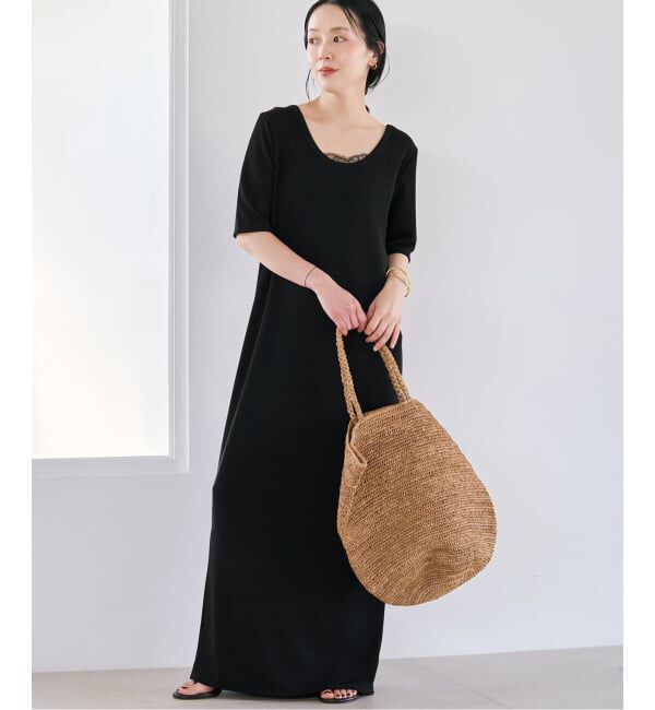 Plage「《追加》Rib ハーフスリーブ ワンピース 4」|ワンピース|ブラック