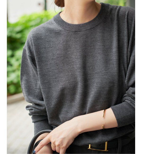Spick and Span「《手洗い可 / 追加》18G クルーネックプルオーバー」|ニット・セーター|グレー