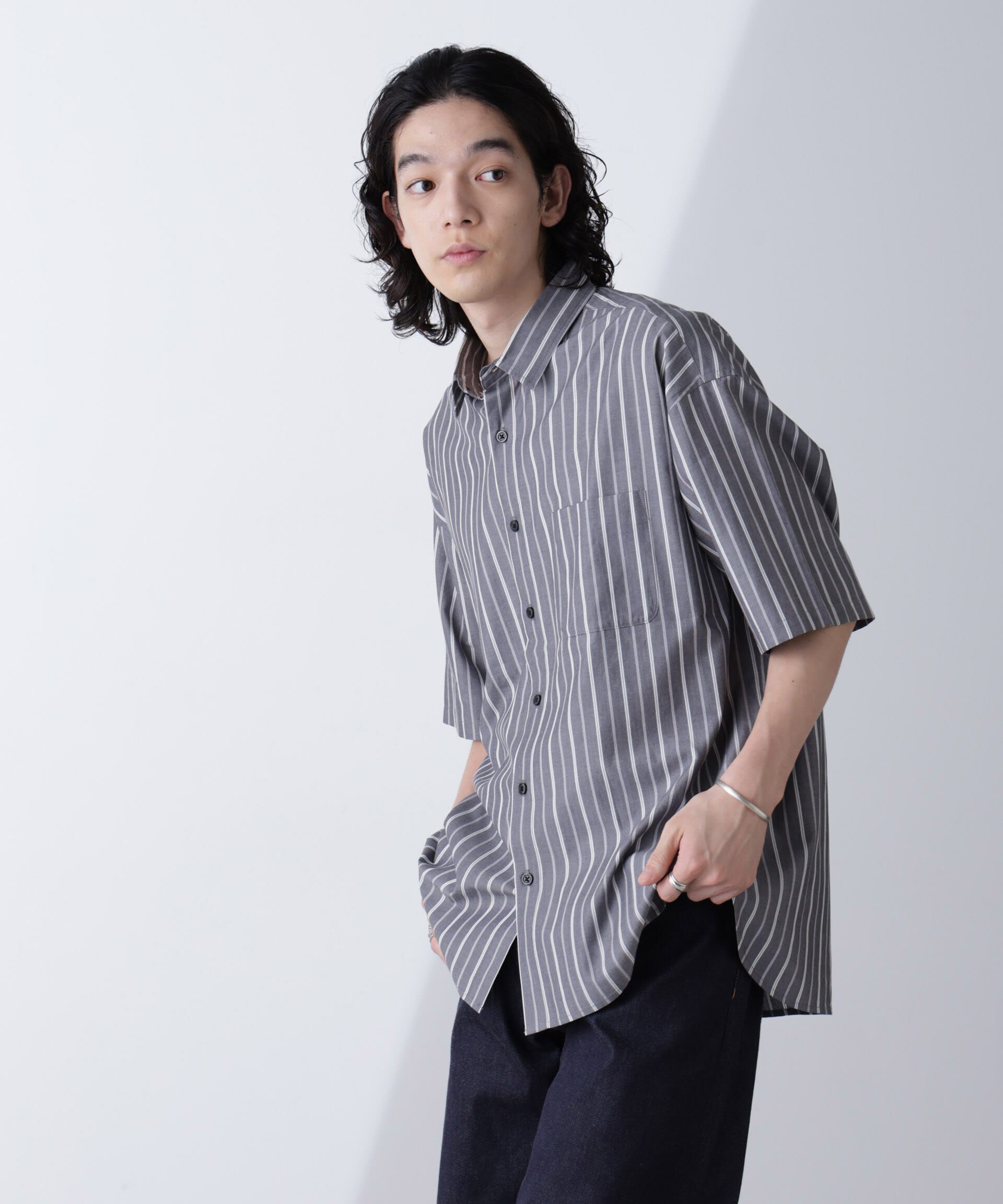 nano･universe「ストライプレギュラーシャツ 半袖」|シャツ・ブラウス|