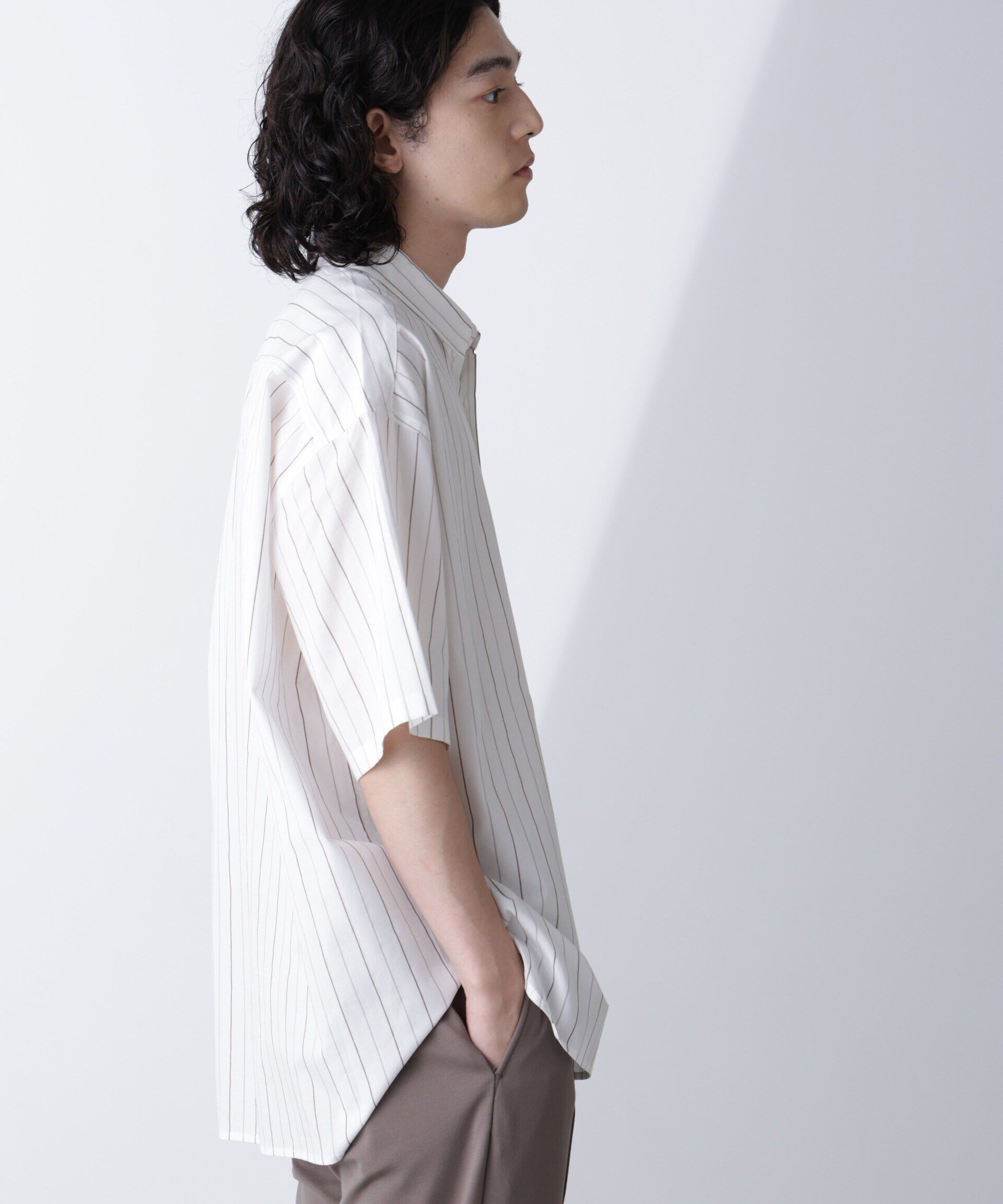 nano･universe「ストライプレギュラーシャツ 半袖」|シャツ・ブラウス|