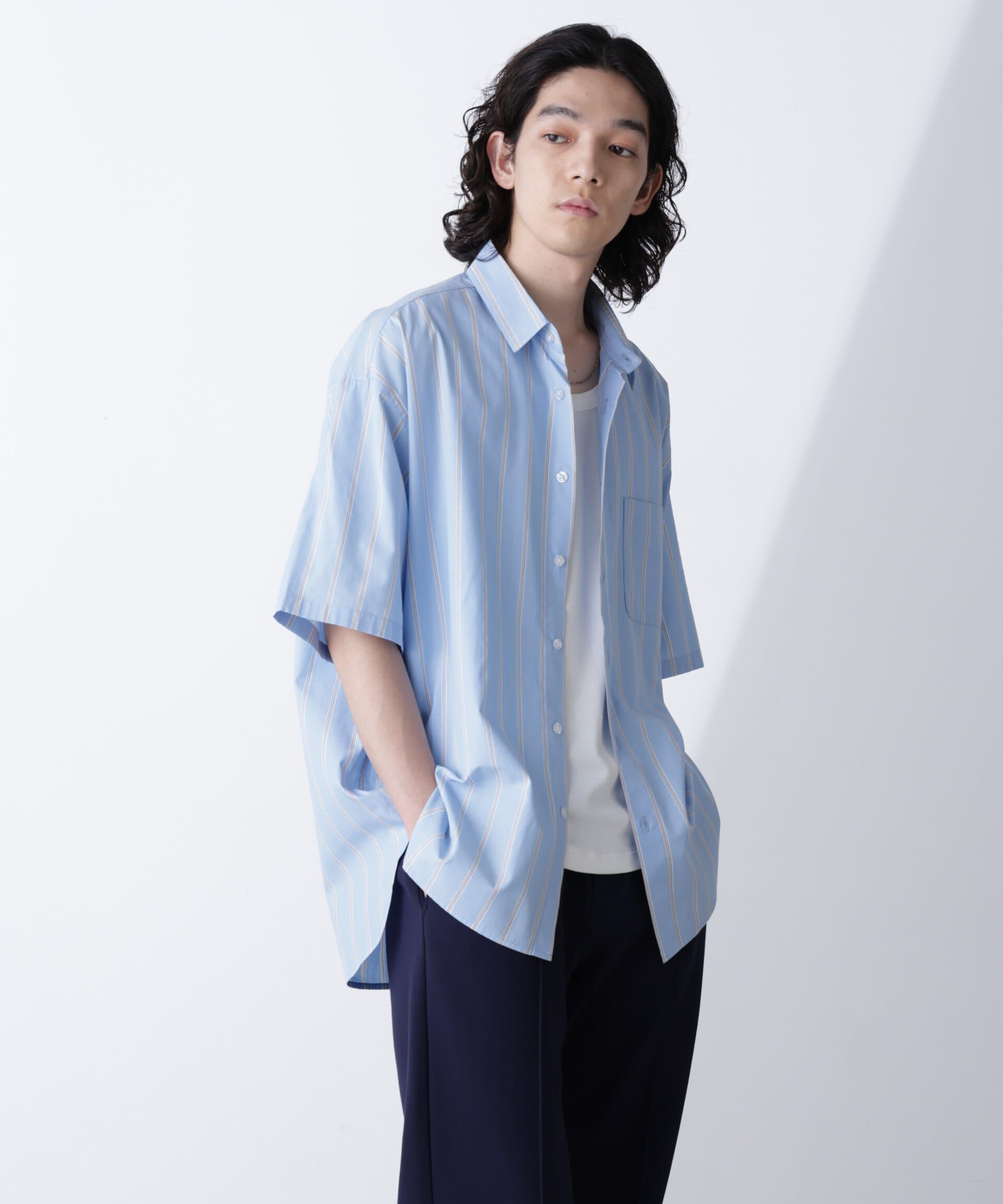 nano･universe「ストライプレギュラーシャツ 半袖」|シャツ・ブラウス|