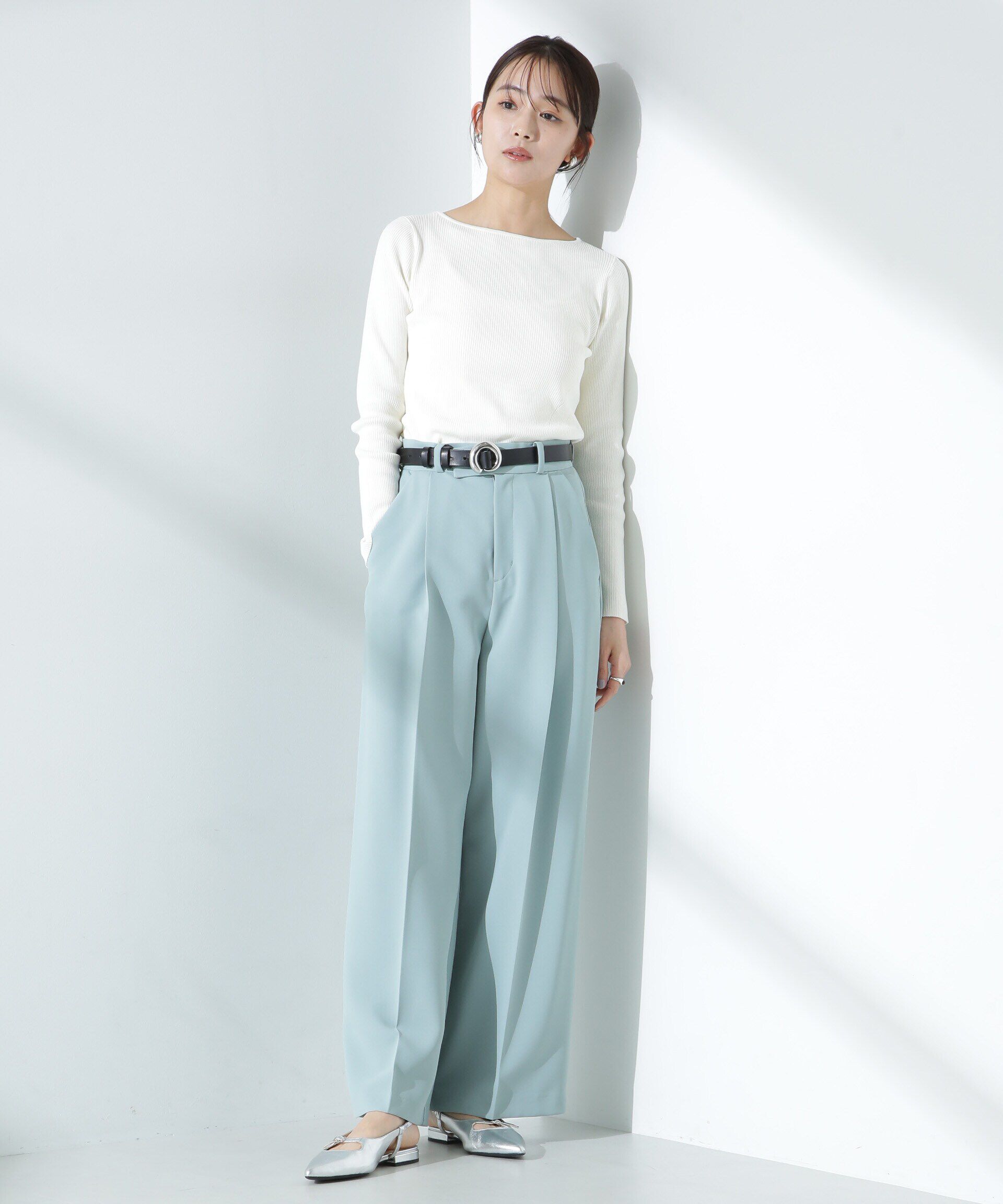 nano･universe「ウォッシャブルハイツイストボートネックリブニット」|ニット・セーター|