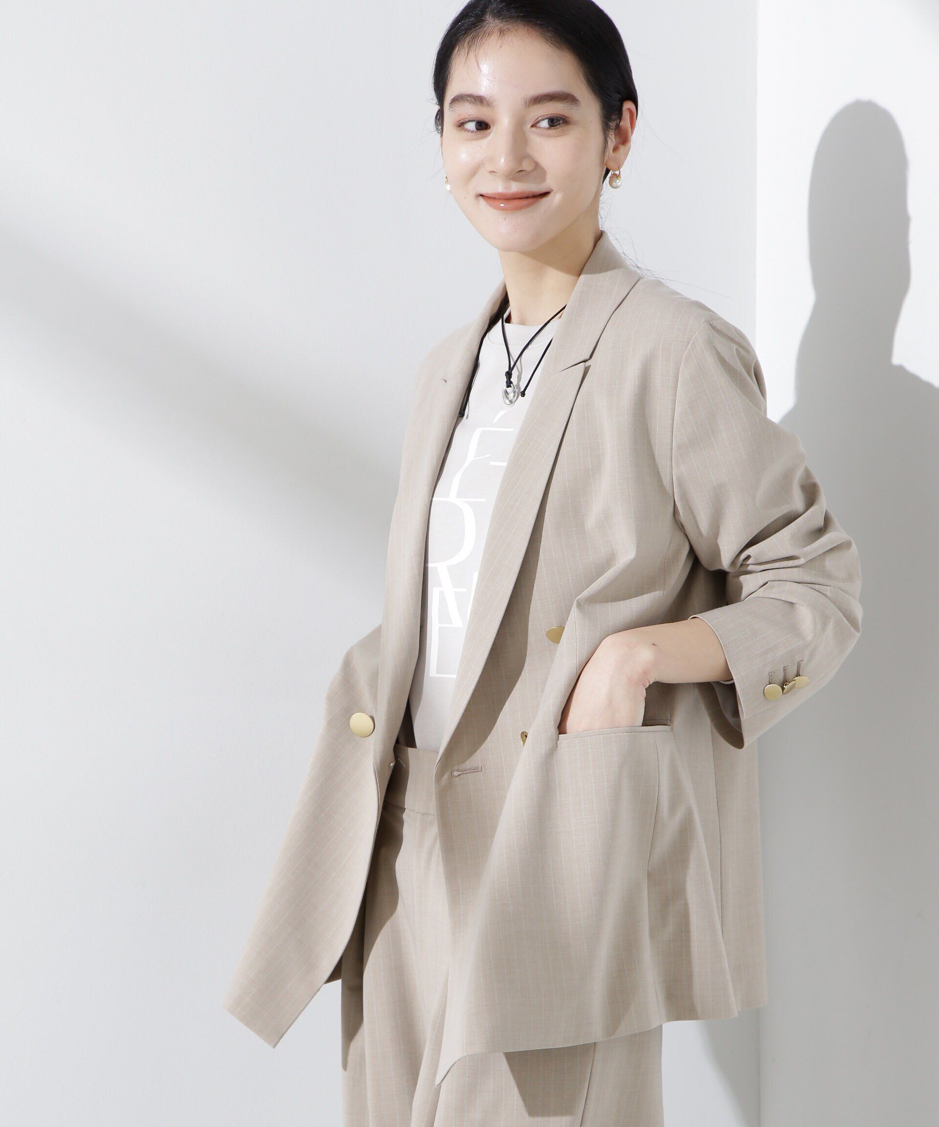 nano･universe「トロストレッチダブルジャケット(セットアップ可)」|テーラードジャケット|