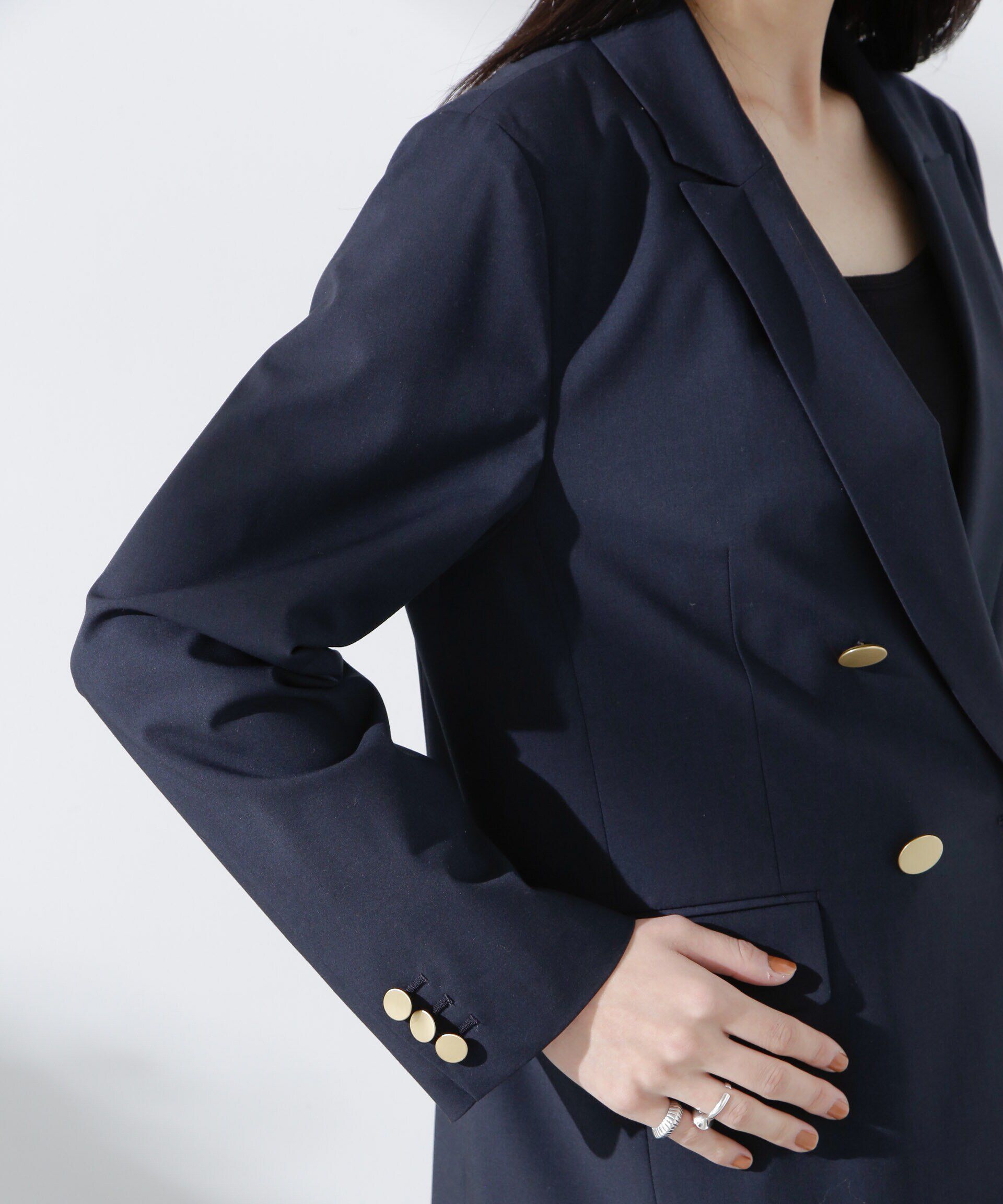 nano･universe「トロストレッチダブルジャケット(セットアップ可)」|テーラードジャケット|