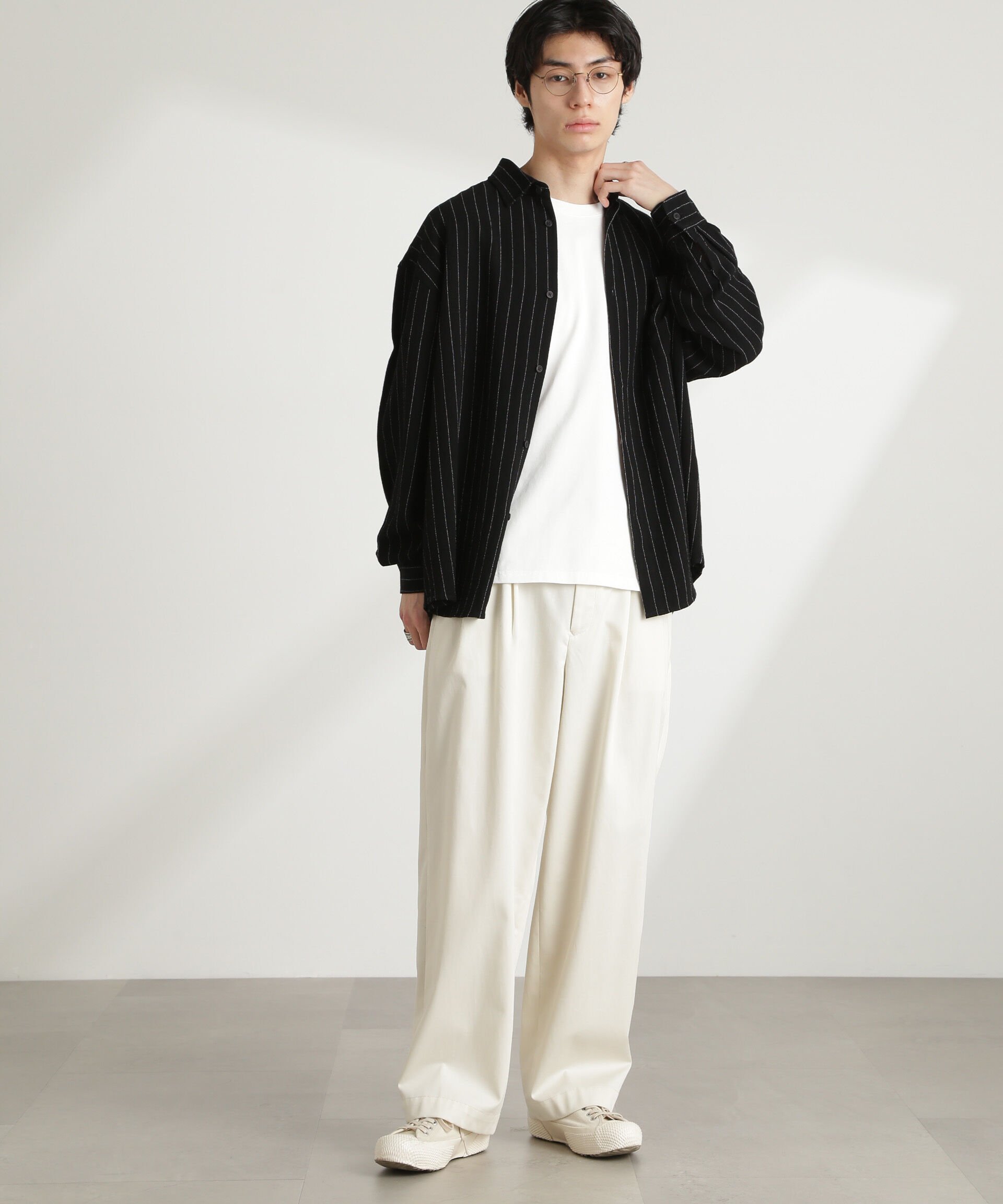 nano･universe「WEB限定/ピンストライプレギュラーカラーシャツ 長袖」|シャツ・ブラウス|