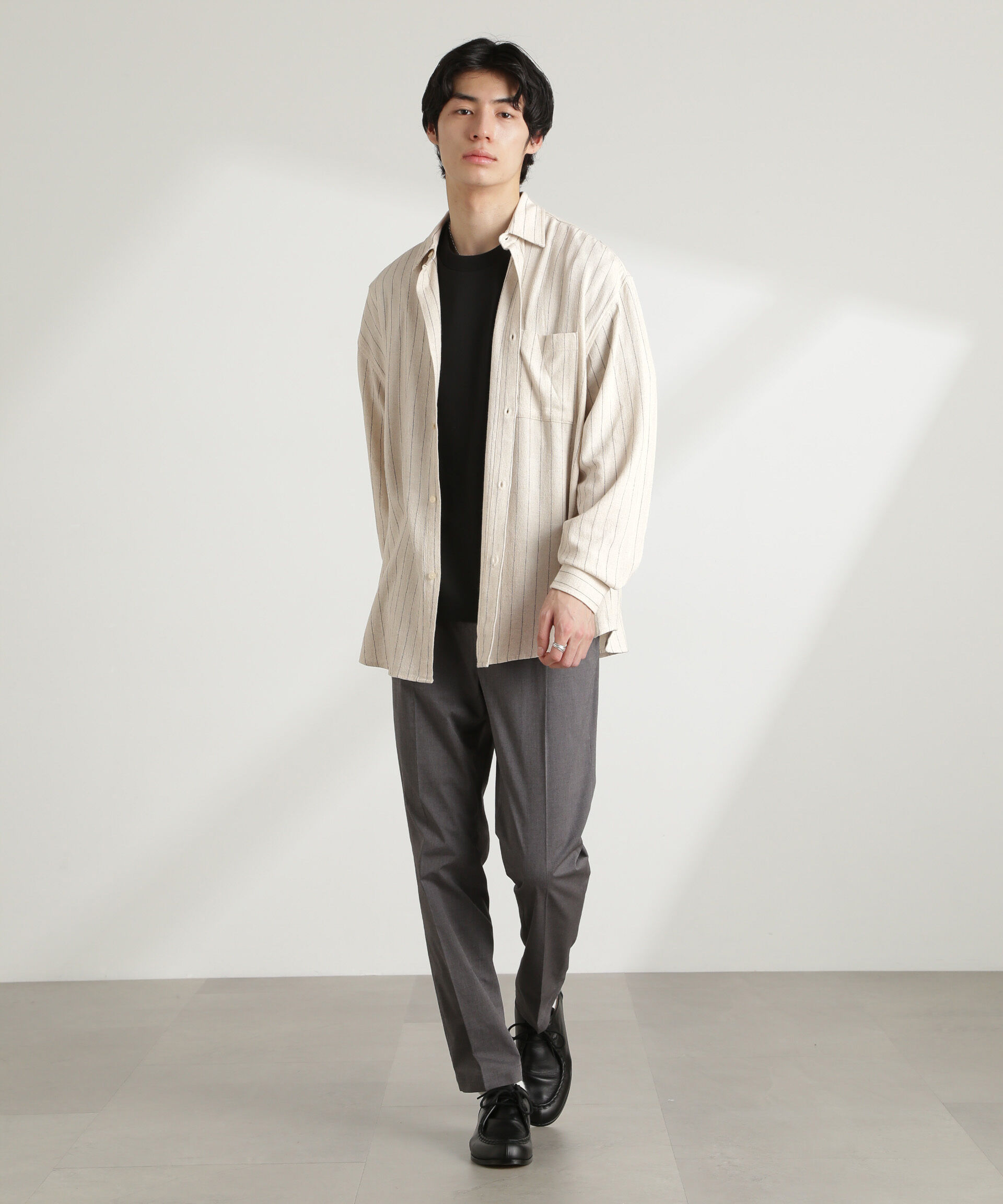 nano･universe「WEB限定/ピンストライプレギュラーカラーシャツ 長袖」|シャツ・ブラウス|