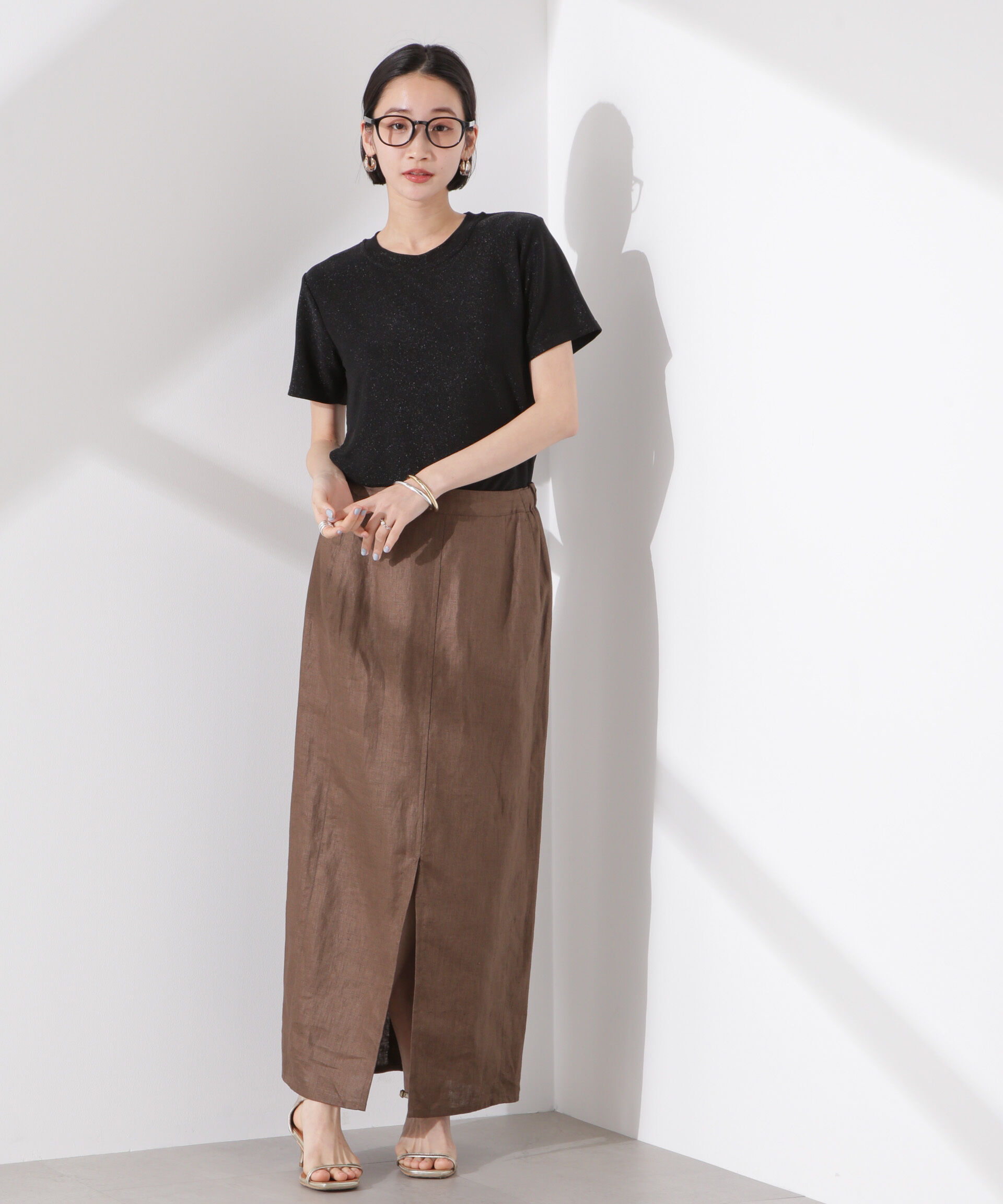 nano･universe「ラメカットクルーネックＴシャツ」|Tシャツ・カットソー|