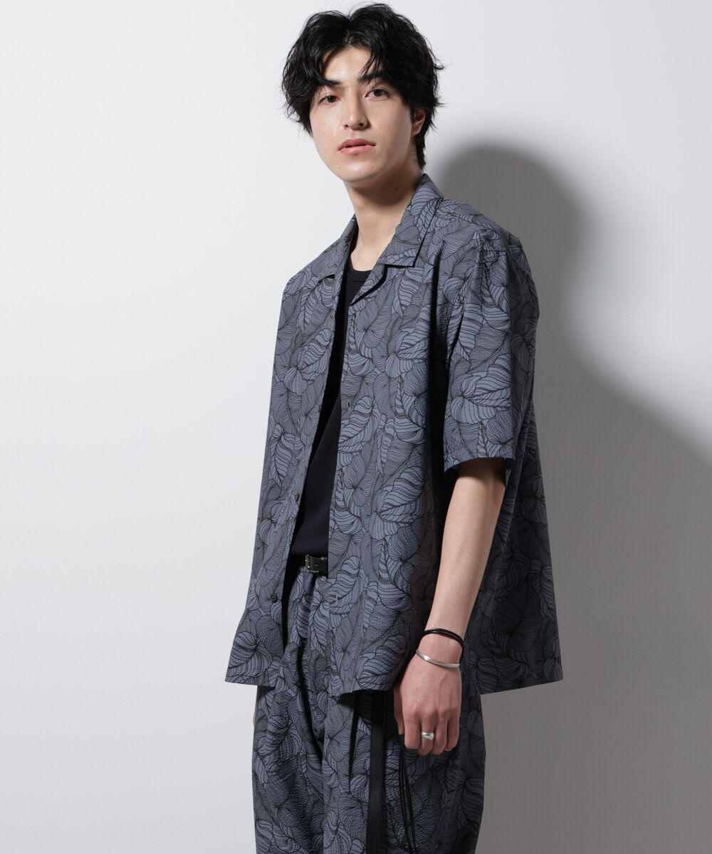 nano･universe「ボタニカルパターンサッカーシャツ 半袖(セットアップ可)」|シャツ・ブラウス|