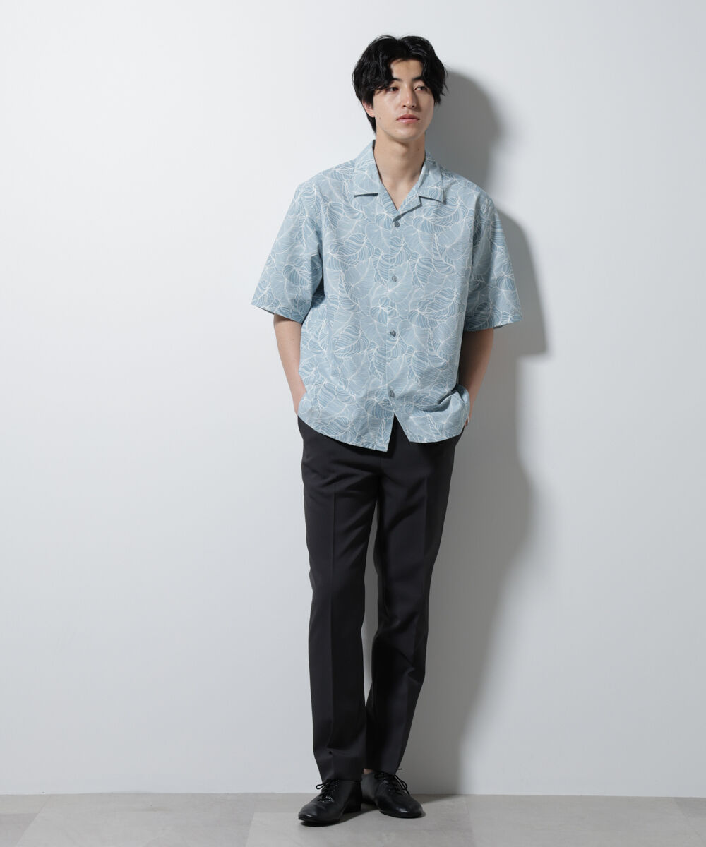 nano･universe「ボタニカルパターンサッカーシャツ 半袖(セットアップ可)」|シャツ・ブラウス|