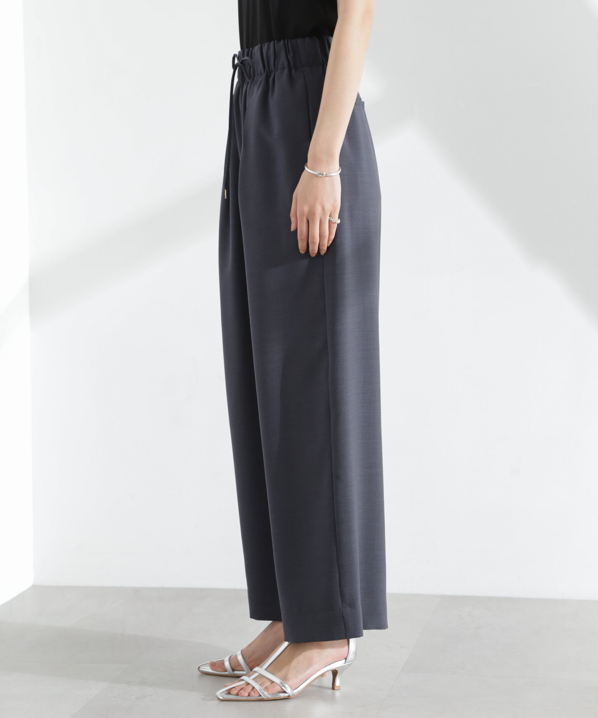 nano･universe「メランジドライ イージーワイドパンツ(セットアップ可)」|チノ|