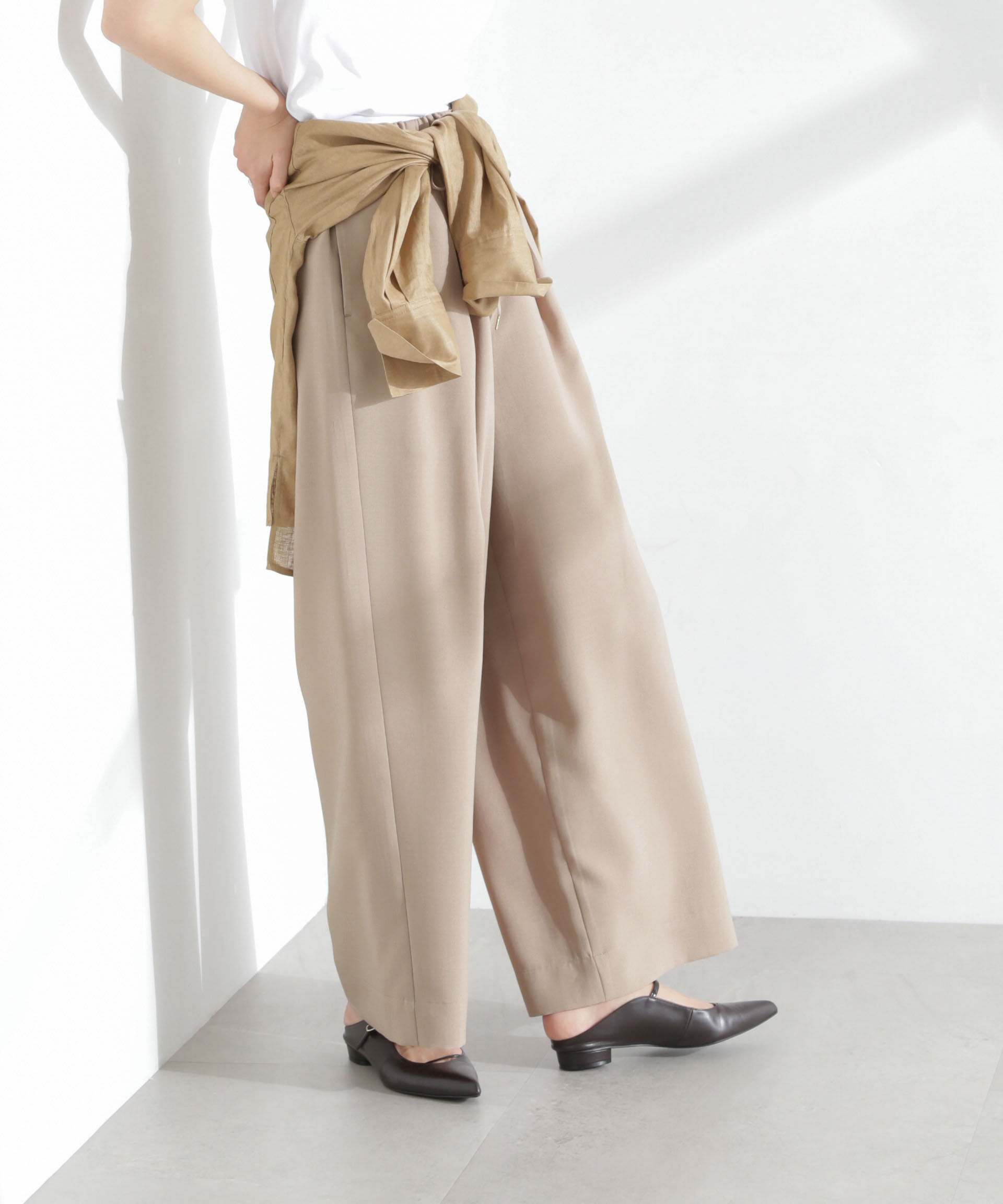 nano･universe「メランジドライ イージーワイドパンツ(セットアップ可)」|チノ|