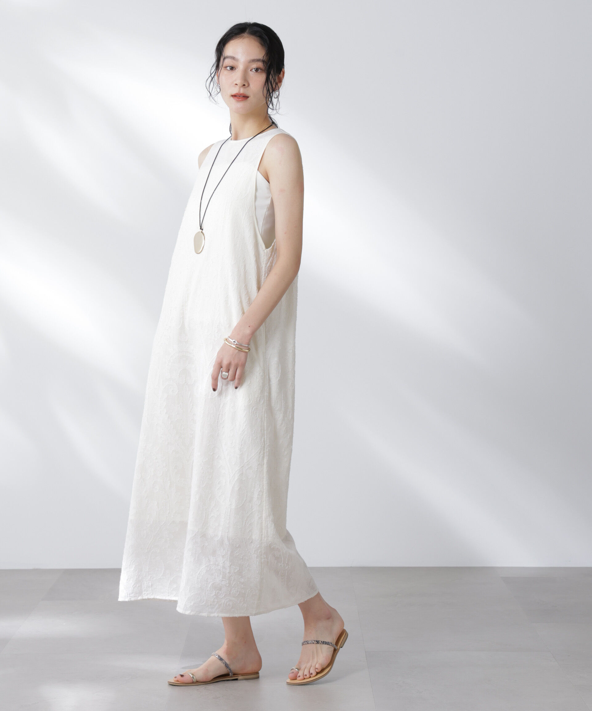 nano･universe「made in india カットワークジャカードワンピース(セットアップ可)」|ワンピース|