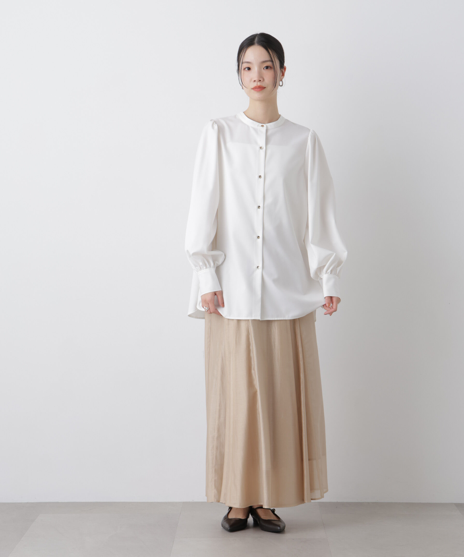 nano･universe「マシンウォッシャブルイージーケア ギャザースリーブブラウス」|シャツ・ブラウス|