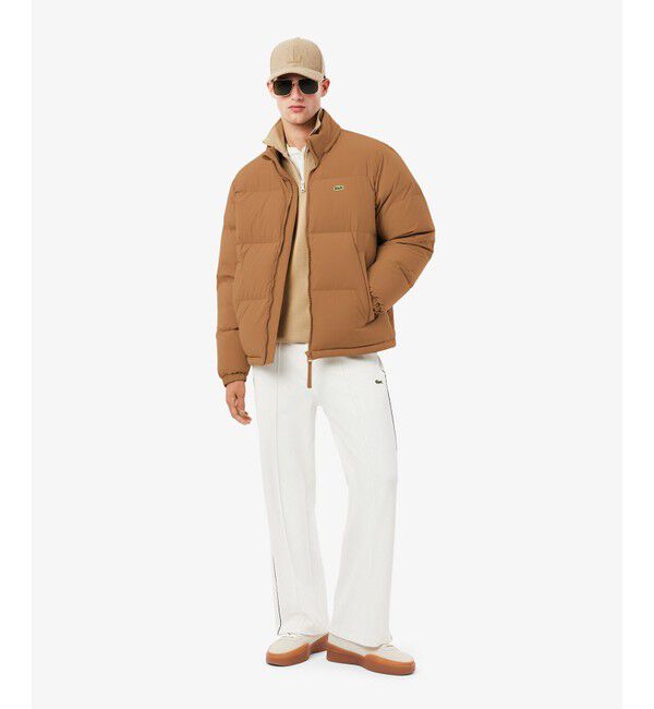 LACOSTE「撥水 防風 テクニカルファブリック ボリュームダウンフーデッドジャケット」|ダウン|