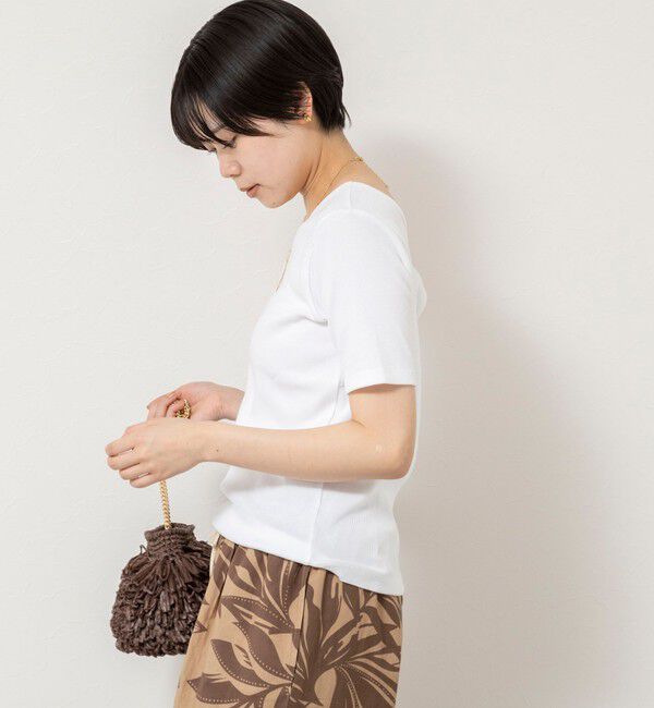 Rie Miller「ウォッシャブルアシンメトリー2WAYリブTシャツ」|Tシャツ・カットソー|