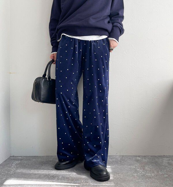 fredy emue「《セットアップ対応》ベロアドット刺繍イージーパンツ」|チノ|