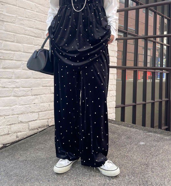 fredy emue「《セットアップ対応》ベロアドット刺繍イージーパンツ」|チノ|