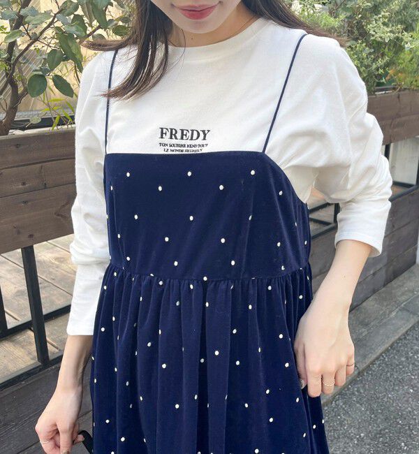 fredy emue「《セットアップ対応》ベロアドット刺繍キャミブラウス」|キャミソール|