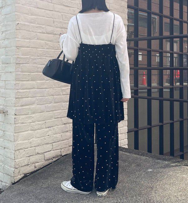 fredy emue「《セットアップ対応》ベロアドット刺繍キャミブラウス」|キャミソール|